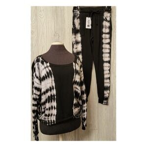 New JALA M Chill Tie Dye Fleece Jogger Drawstring Pants & Shirt Lounge Set 87858